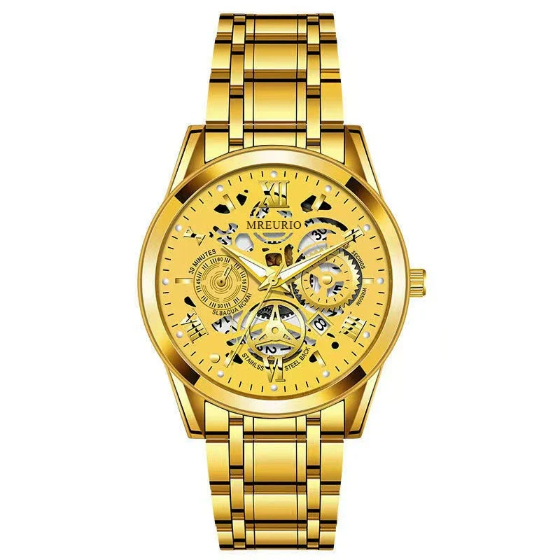 Wholesale Men's Casual Hollow Fashion Calendar Quartz Watch With Alloy Case And Stainless Steel Band - Image 5