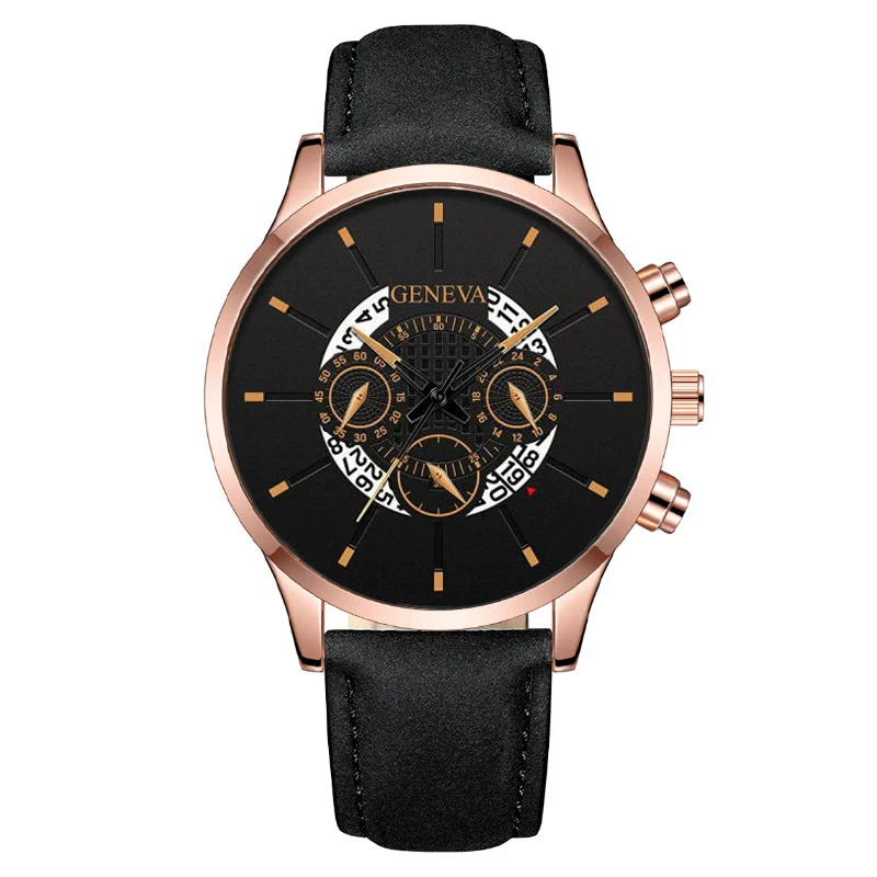 Wholesale Men's Fashion Alloy Case Leather Strap Round Dial Quartz Watch - Image 13