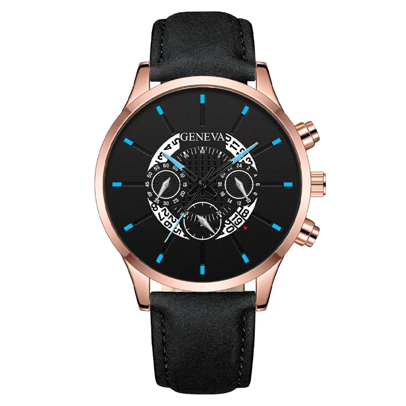 Wholesale Men's Fashion Alloy Case Leather Strap Round Dial Quartz Watch - Image 4