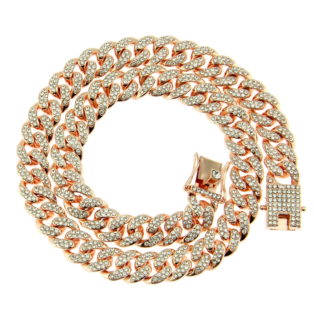 Wholesale Men's Hiphop Alloy Cuban Chain Necklace With Diamond Design - Image 5