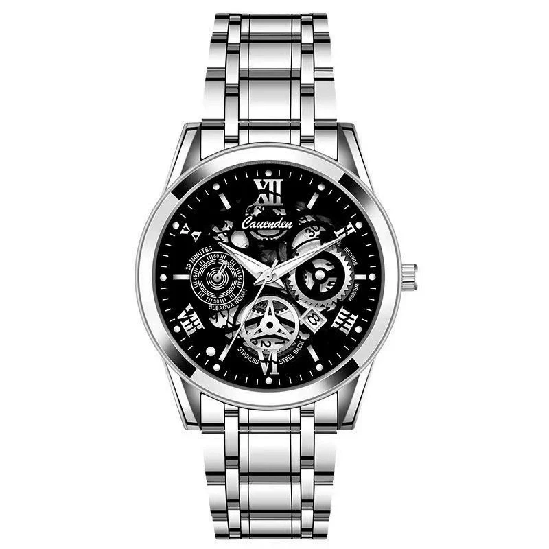 Wholesale Men's Leisure Waterproof Luminous Hollow Quartz Watch With Alloy Strap And Case Mineral Reinforced Glass Mirror And Stainless Steel Buckle - Image 6