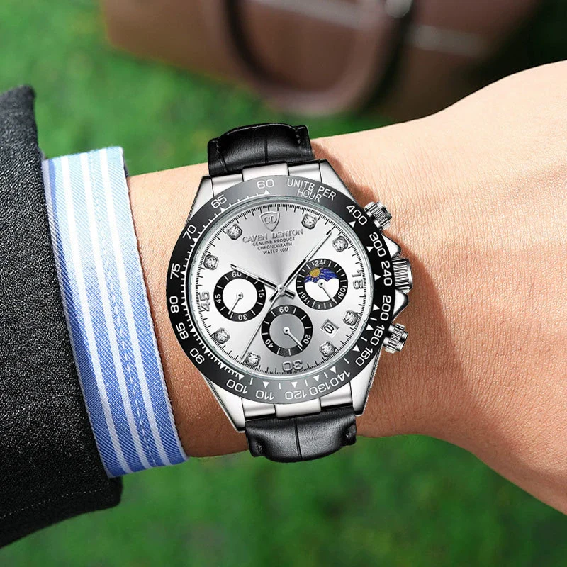 Wholesale Men's Sports Quartz Watch With Leather And Silicone Strap Alloy Case Mineral Reinforced Glass Mirror And Racing Dial - Image 2