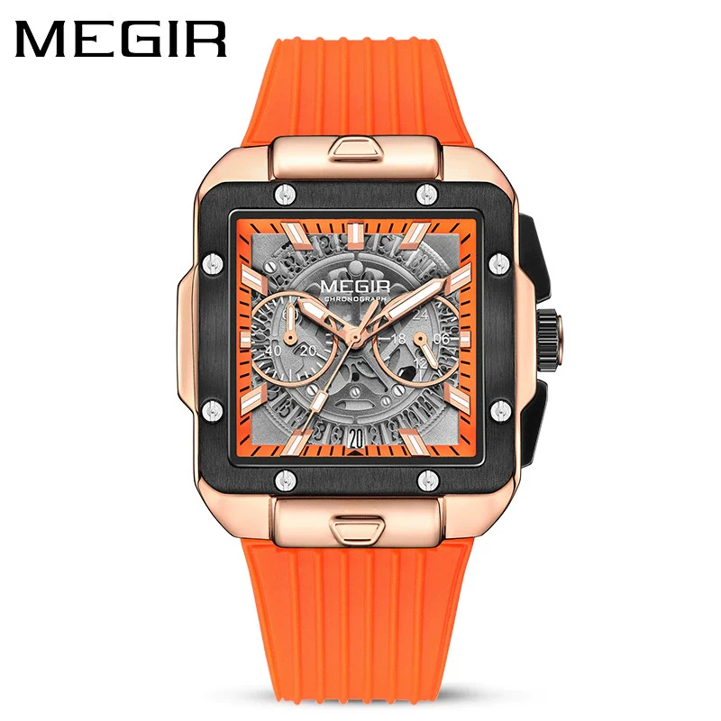 Wholesale Men's Sports Square Alloy Case Silicone Strap Quartz Watch - Image 8