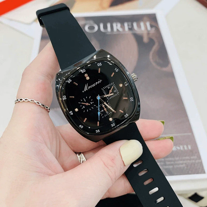 Wholesale Men's Sports Watch Wine Barrel Shape Silicone Strap Plastic Case Stainless Steel Buckle - Image 4