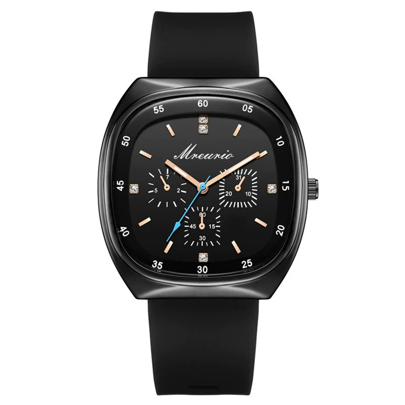 Wholesale Men's Sports Watch Wine Barrel Shape Silicone Strap Plastic Case Stainless Steel Buckle - Image 5