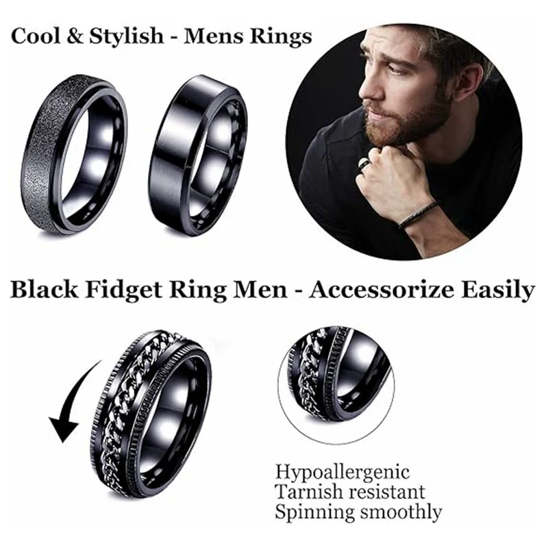 Wholesale Men's Titanium Steel Retro Punk Square Geometric Ring With Electroplating - Image 4