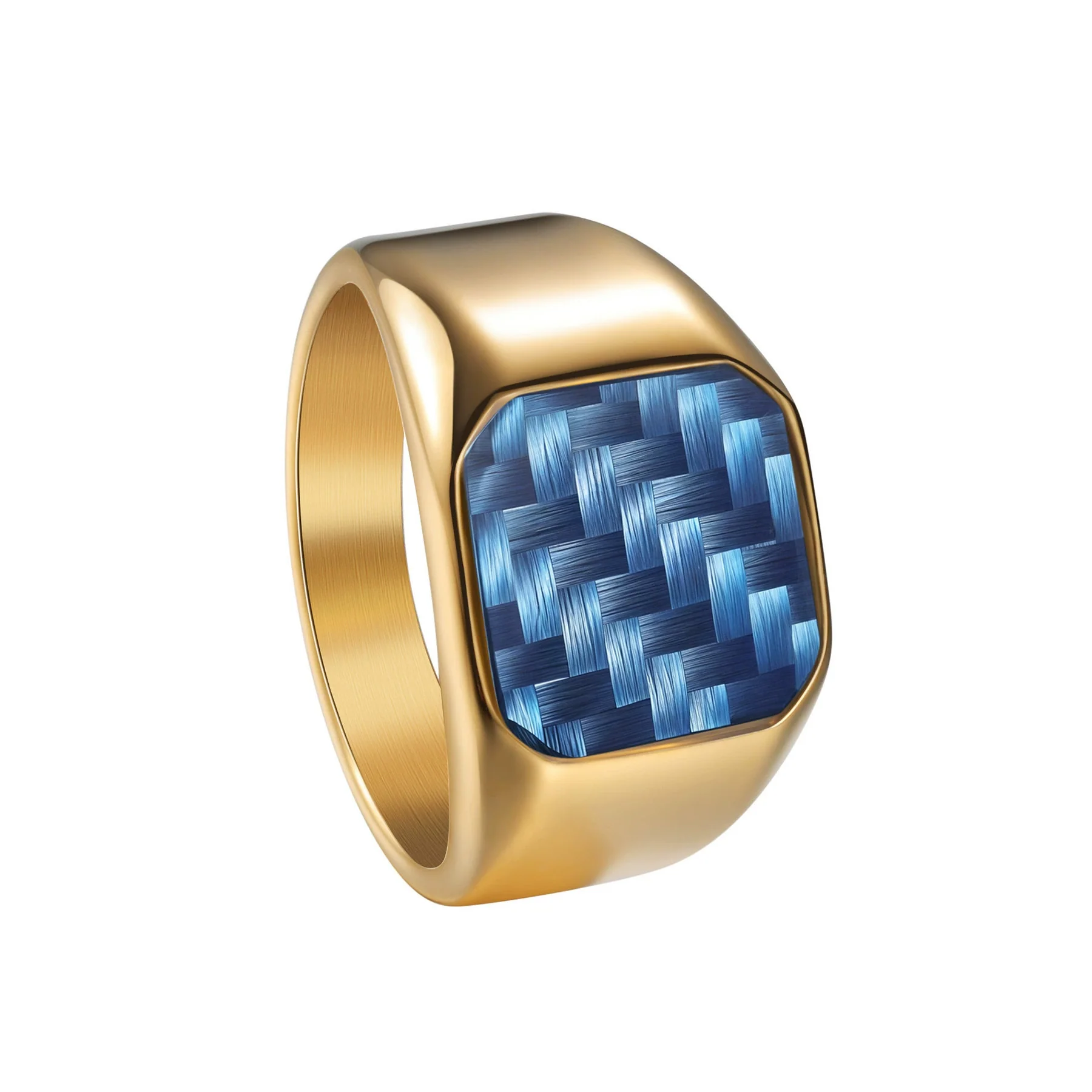 Wholesale Men's Titanium Steel Ring With Geometric Pattern And Carbon Fiber Inlay And Electroplating Processing - Image 9
