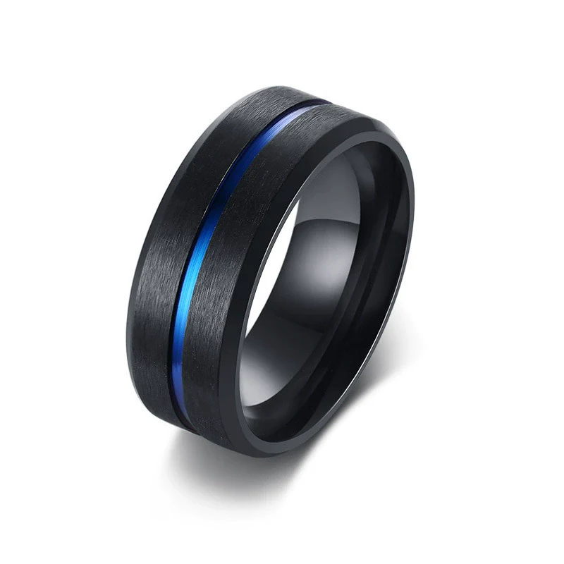 Wholesale Men's Titanium Steel Rings Geometric Pattern Electroplated Trendy Simple Style - Image 8