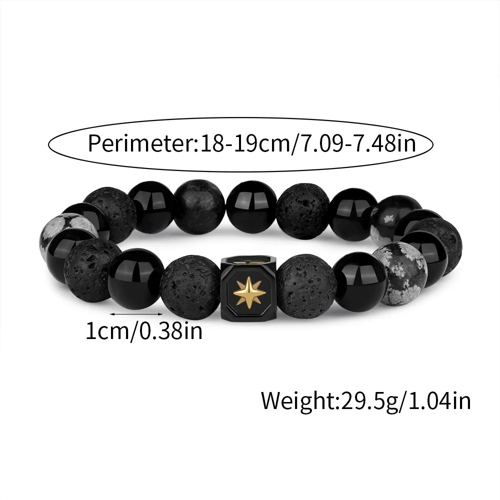 Wholesale Men's Titanium Steel Snowflake Sixpointed Star Rhombus Pattern Electroplated Bracelet - Image 4