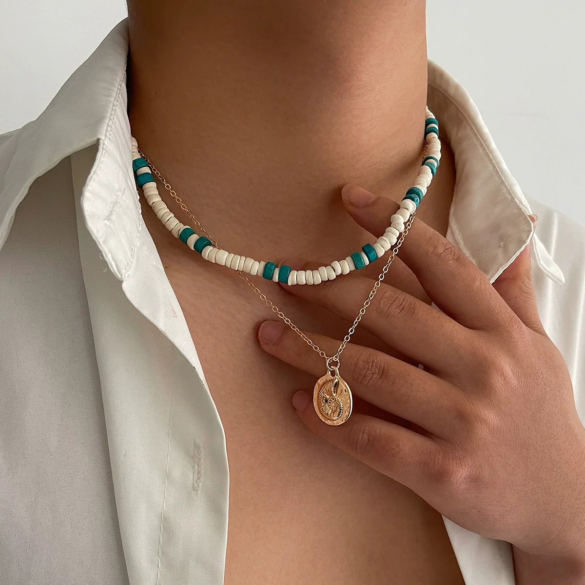 Wholesale Men's Wooden Bead Jewelry With Alloy Snail Pendant And Geometric Pattern Handmade Necklace - Image 2