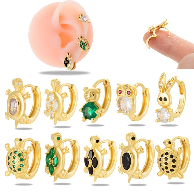 Wholesale Metal Animal Zodiac Electroplated Piercing Earrings For Women