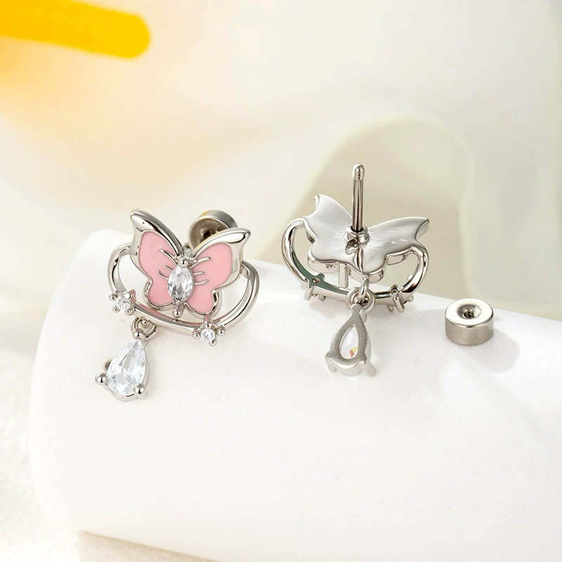 Wholesale Metal Butterfly Fashion Electroplated Piercing Earrings For Women - Image 3