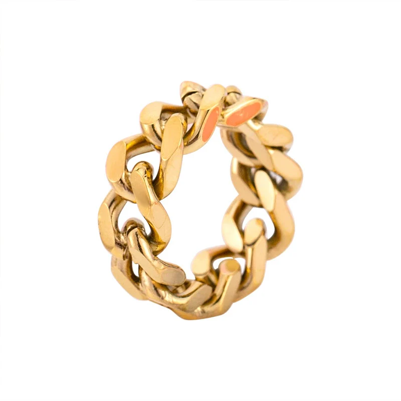 Wholesale Metal Cold Wind Punk Geometric Titanium Steel Chain Ring With Electroplating - Image 5