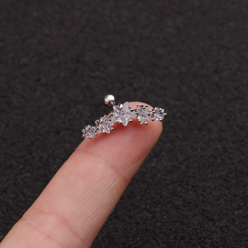Wholesale Metal Ear Nails With Inlaid Zircon And Fivepointed Star Design - Image 3