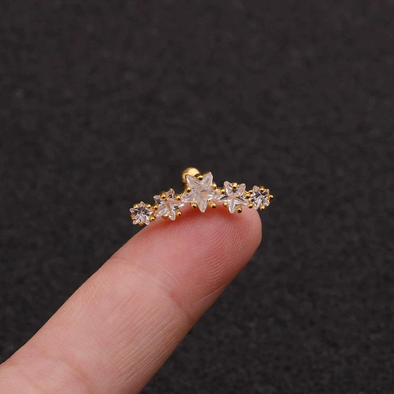 Wholesale Metal Ear Nails With Inlaid Zircon And Fivepointed Star Design - Image 6