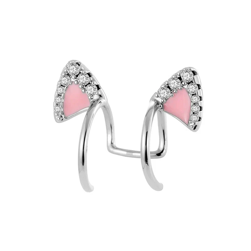 Wholesale Metal Electroplating Geometric Kitten Ear Bone Clip For Women Titanium Steel Micropaved Zircon Lovely Style Nonpierced - Image 4