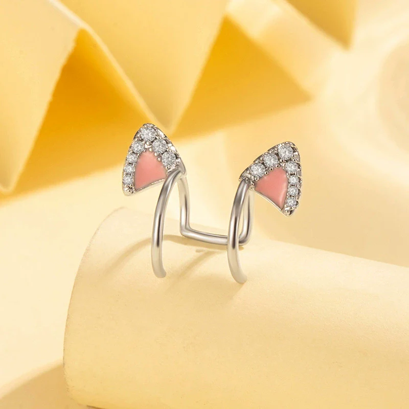 Wholesale Metal Electroplating Geometric Kitten Ear Bone Clip For Women Titanium Steel Micropaved Zircon Lovely Style Nonpierced - Image 7