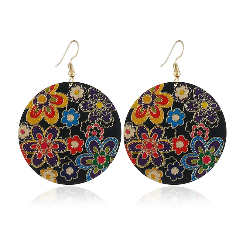Wholesale Metal Fashion Exaggerated Floral Baking Paint Earrings - Image 4