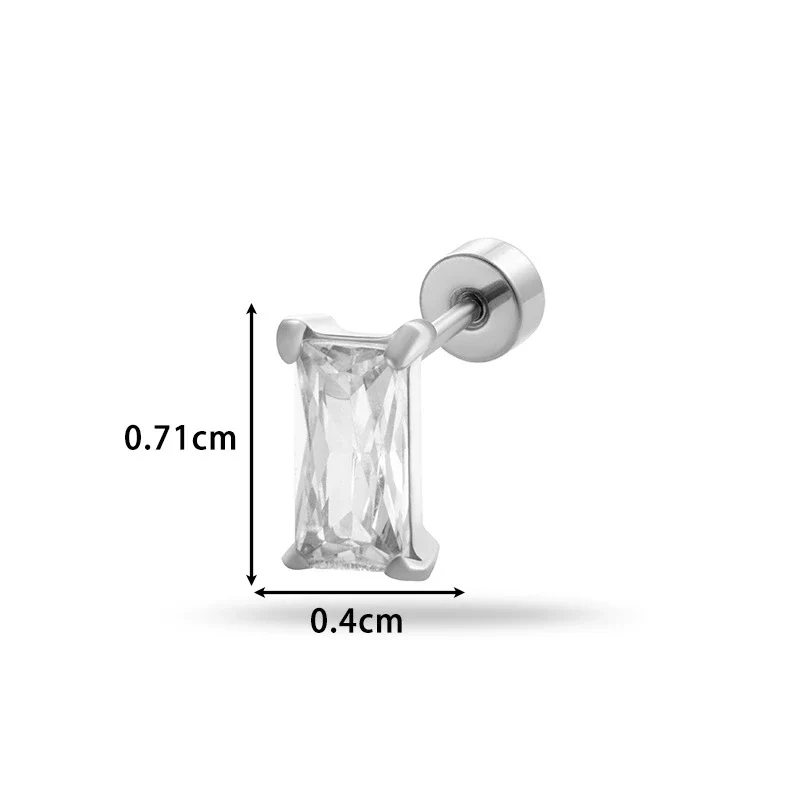 Wholesale Metal Fashion Flower Styling Stainless Steel Triangle Square Zircon Electroplated Women's Cartilage Puncture Ear Nail - Image 12