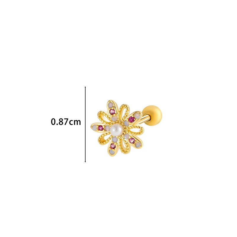 Wholesale Metal Flower Star Inlaid Zircon Earrings With Electroplating For Women - Image 23