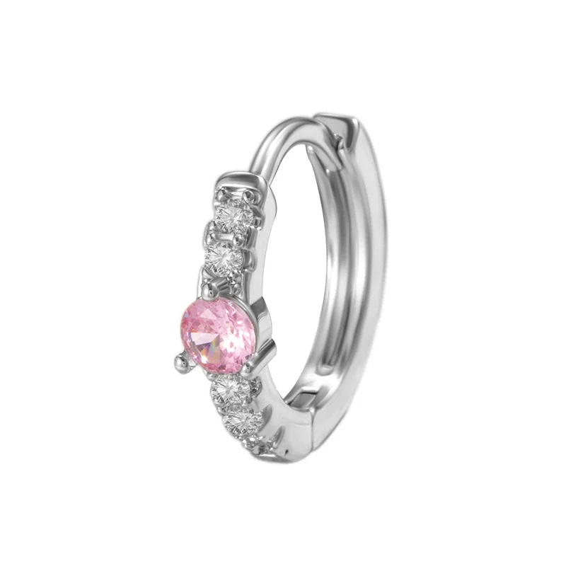 Wholesale Metal Geometric Electroplated Light Pink Zircon Ear Buckle Earrings For Girls - Image 5
