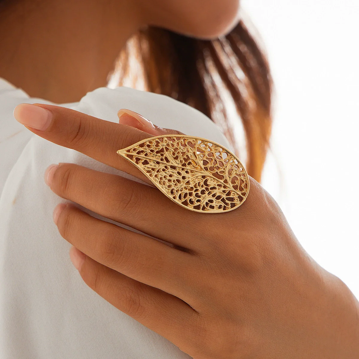 Wholesale Metal Geometric Electroplated Open Ring For Women - Image 12