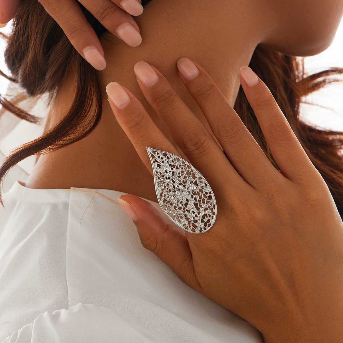 Wholesale Metal Geometric Electroplated Open Ring For Women - Image 13