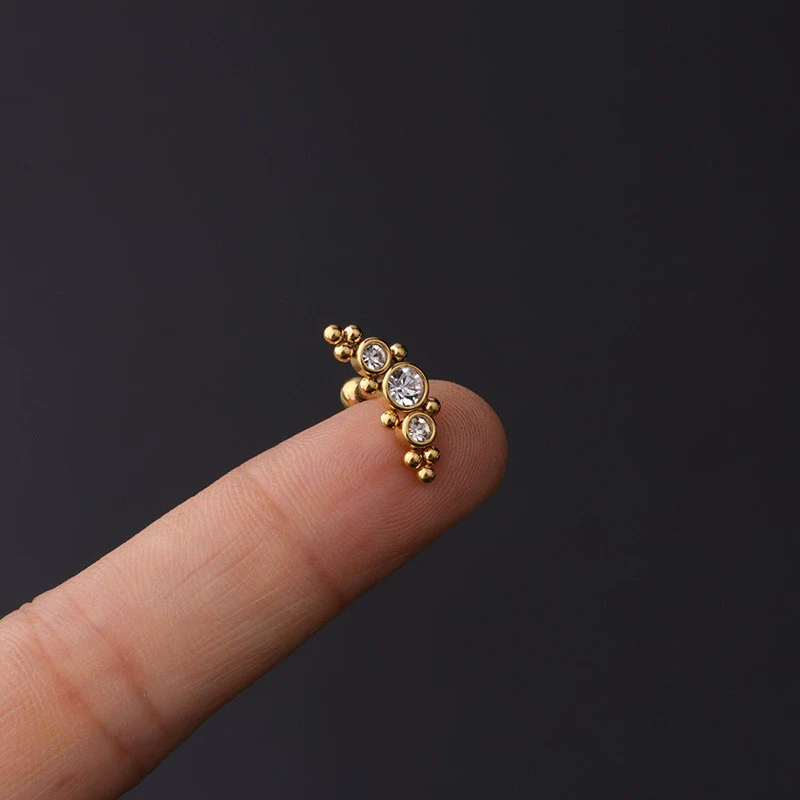 Wholesale Metal Geometric Natural Style Electroplated Stainless Steel Puncture Earrings - Image 2