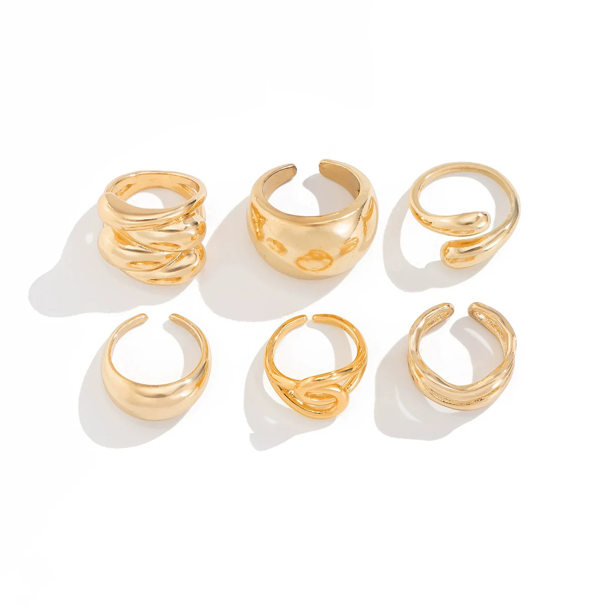 Wholesale Metal Geometric Pleated Open Ring For Women With Electroplating Treatment - Image 5