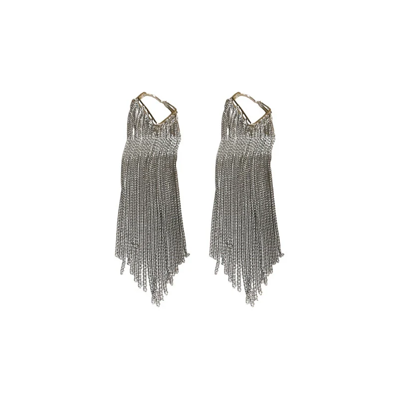 Wholesale Metal Geometric Tassel Long Earrings For Women Fashion Electroplated Light Luxury Highend Ear Accessories - Image 4