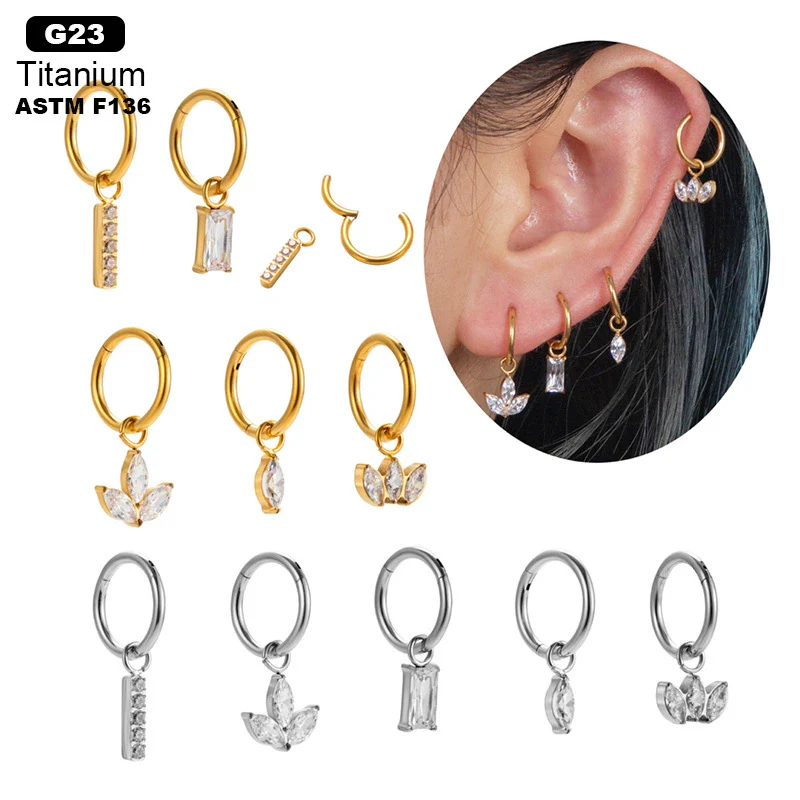 Wholesale Metal Heart Pattern Titanium Ear Buckle Zircon Pendant Earrings For Women Electroplated - Image 3