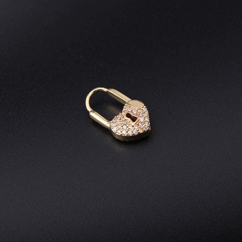 Wholesale Metal Heartshaped Doublesided Zircon Love Lock Earring Jewelry With Electroplating - Image 2
