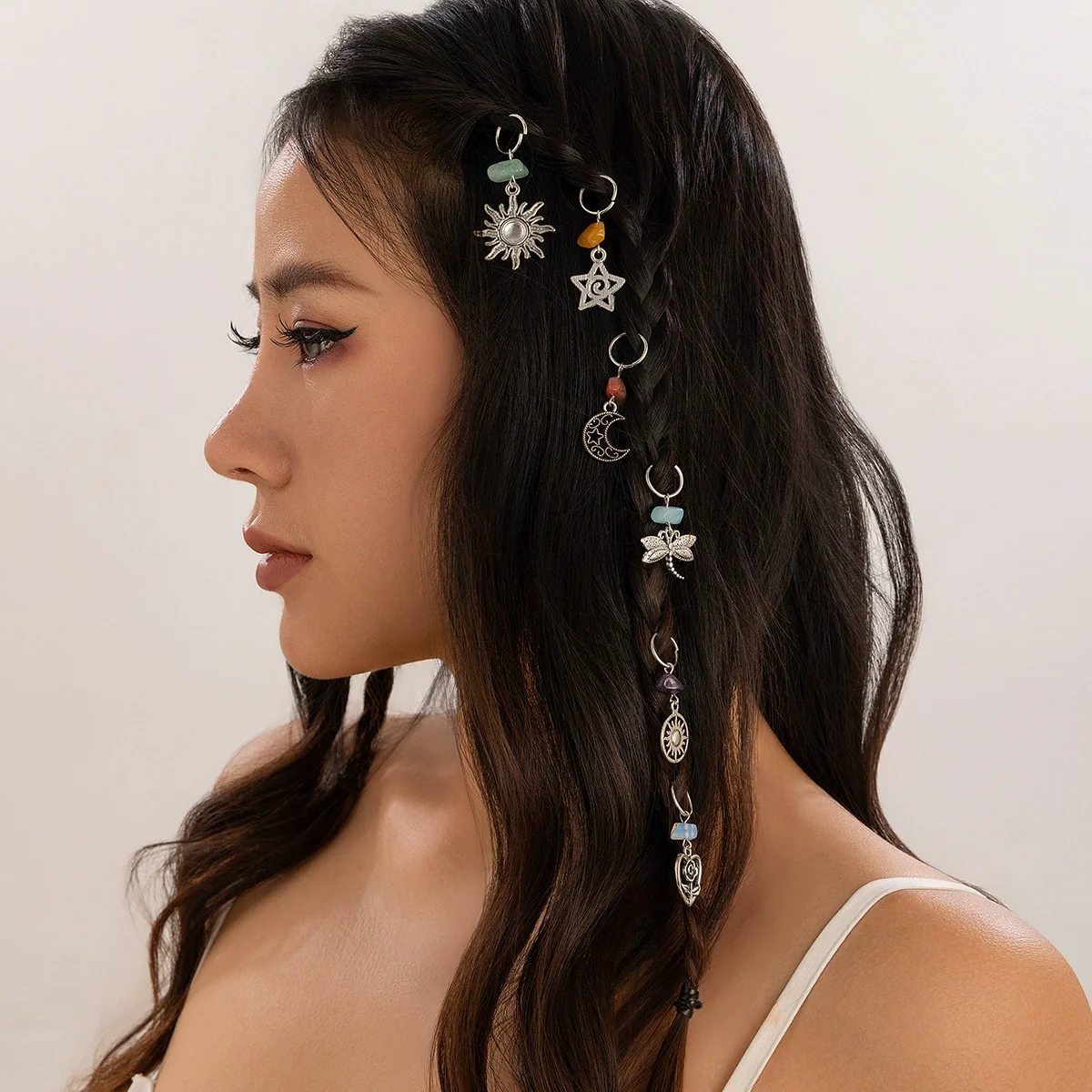 Wholesale Metal Jewelry Retro Geometric Braid Leaves Coin Hair Clip For Women
