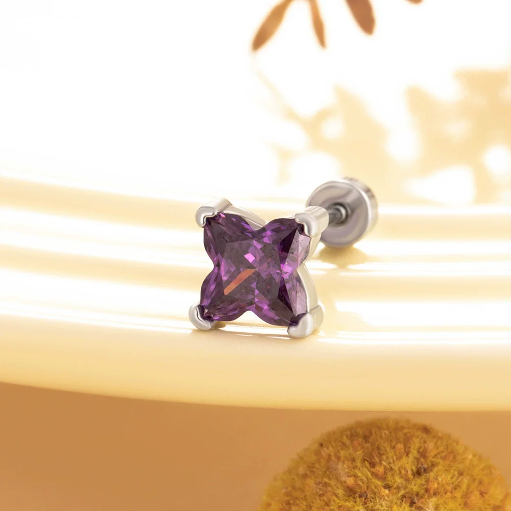 Wholesale Metal Lily Cut Zircon Inlaid Double Head Screw Rod Ear Nail Sweet Style Women's Earrings - Image 10