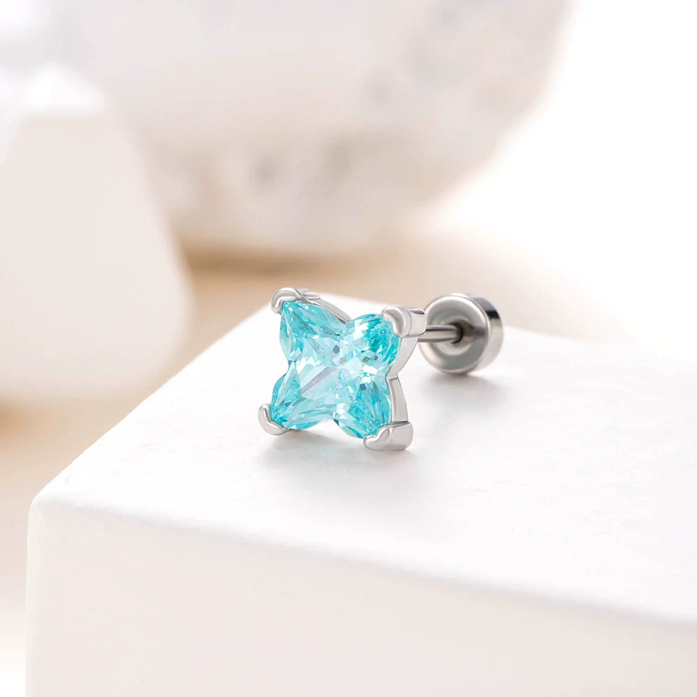 Wholesale Metal Lily Cut Zircon Inlaid Double Head Screw Rod Ear Nail Sweet Style Women's Earrings - Image 5