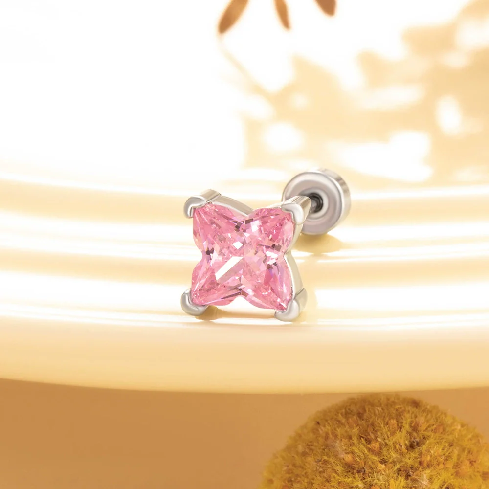 Wholesale Metal Lily Cut Zircon Inlaid Double Head Screw Rod Ear Nail Sweet Style Women's Earrings - Image 7