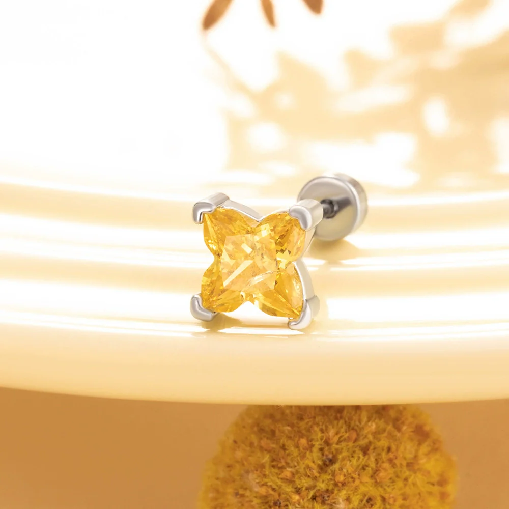 Wholesale Metal Lily Cut Zircon Inlaid Double Head Screw Rod Ear Nail Sweet Style Women's Earrings - Image 9