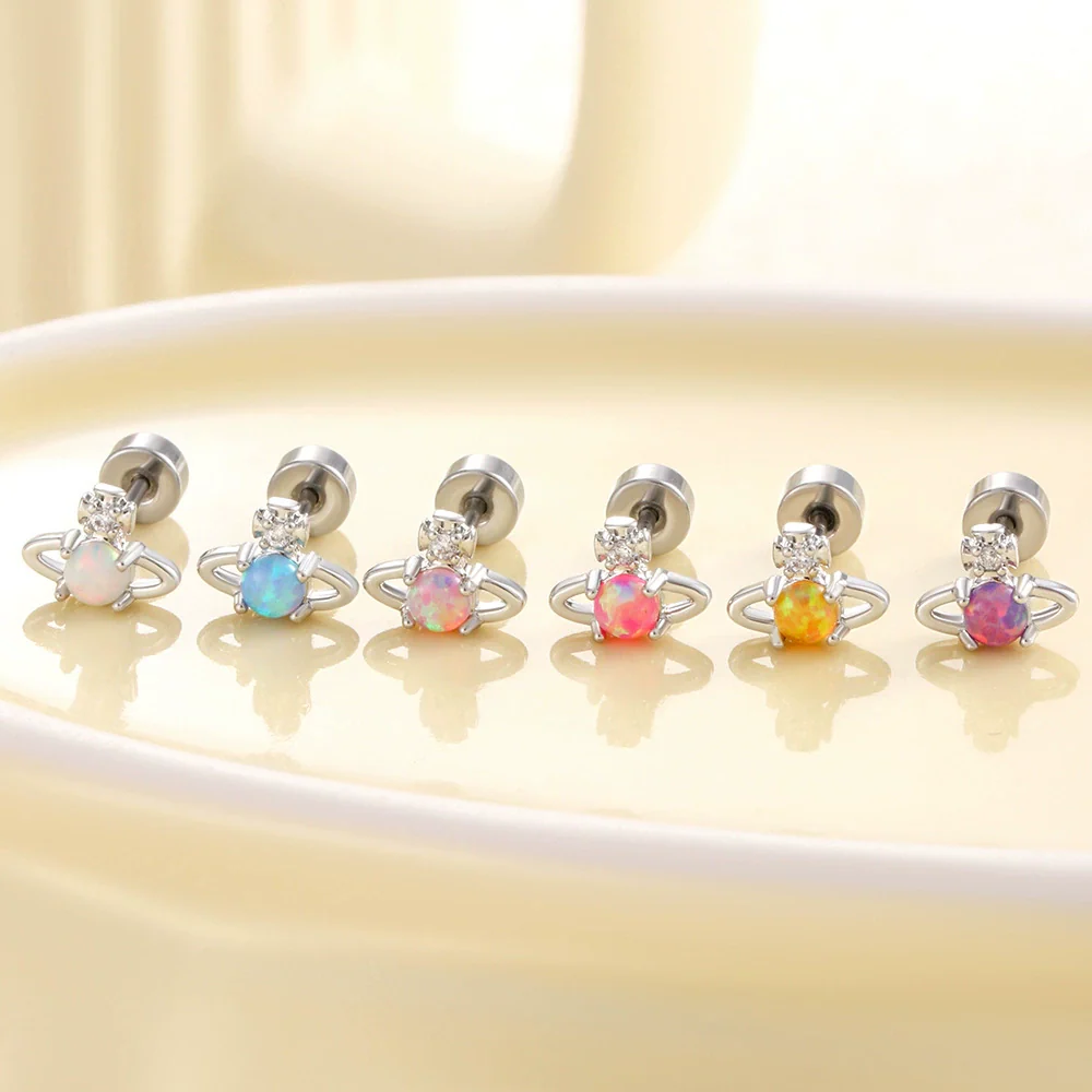 Wholesale Metal Opal Saturn Ear Nails With Geometric Pattern For Women - Image 2