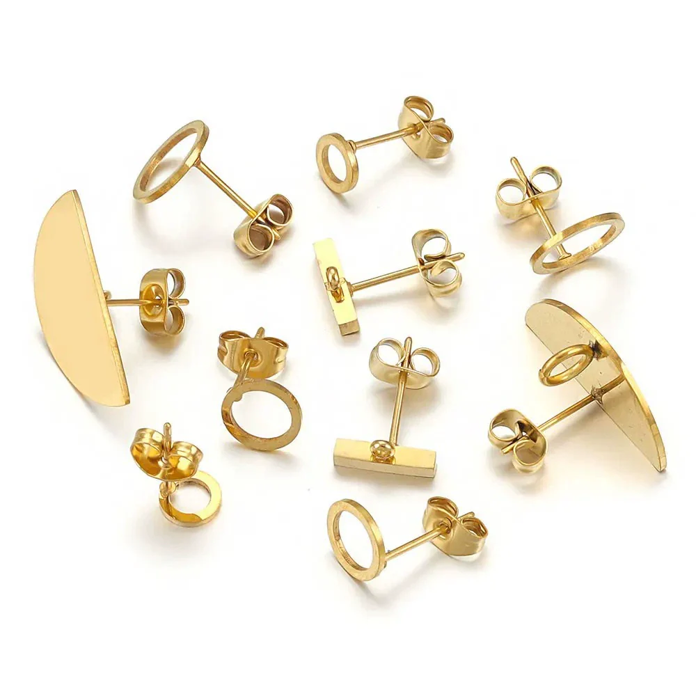 Wholesale Metal Oval Fan Diy Earrings With Vacuum Color Retention And Electroplating Waterproof Jewelry Pendant Earrings - Image 4