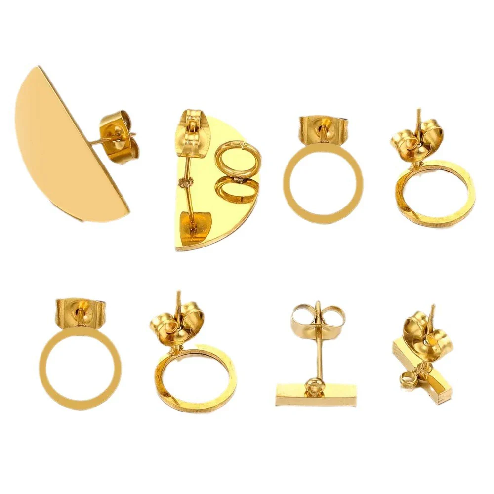 Wholesale Metal Oval Fan Diy Earrings With Vacuum Color Retention And Electroplating Waterproof Jewelry Pendant Earrings - Image 5