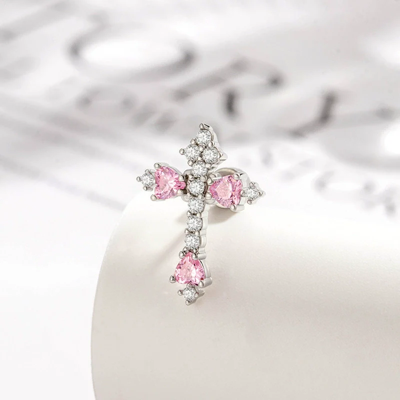 Wholesale Metal Puncture Jewelry Microinlaid Zircon Fashion Cross Design - Image 7