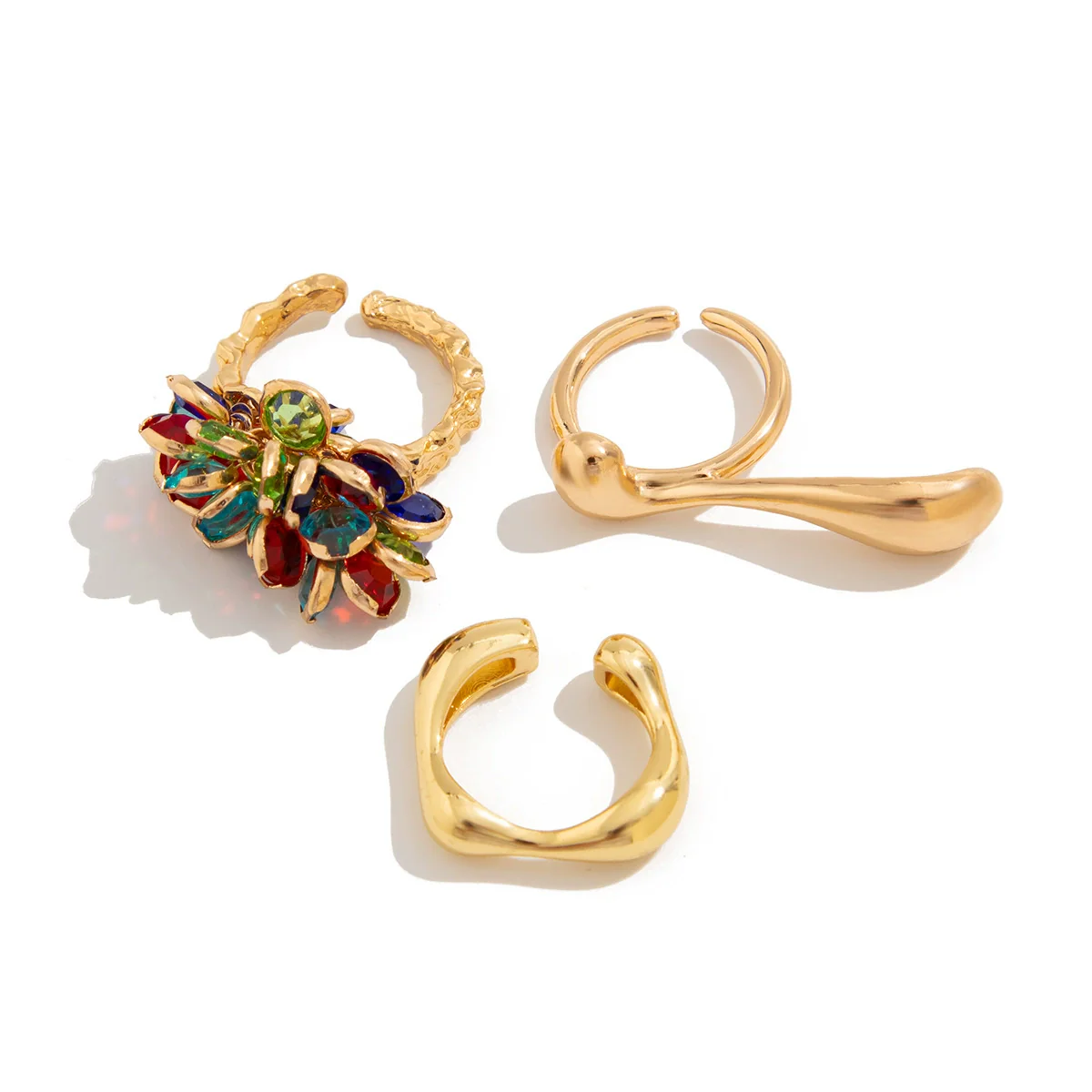 Wholesale Metal Ring With Colored Gemstone Pendant Tassel Design Bohemian Style Heart Shape And Geometric Pattern Electroplated - Image 5