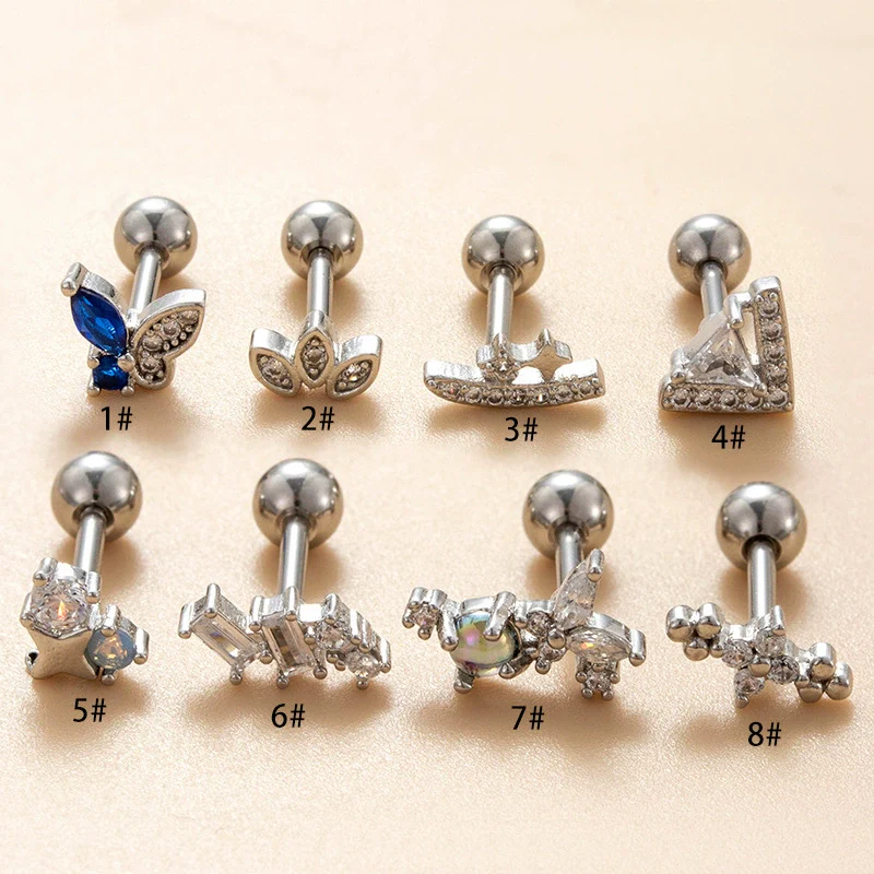 Wholesale Metal Titanium Steel Geometric Puncture Ear Studs For Women With Electroplating - Image 6