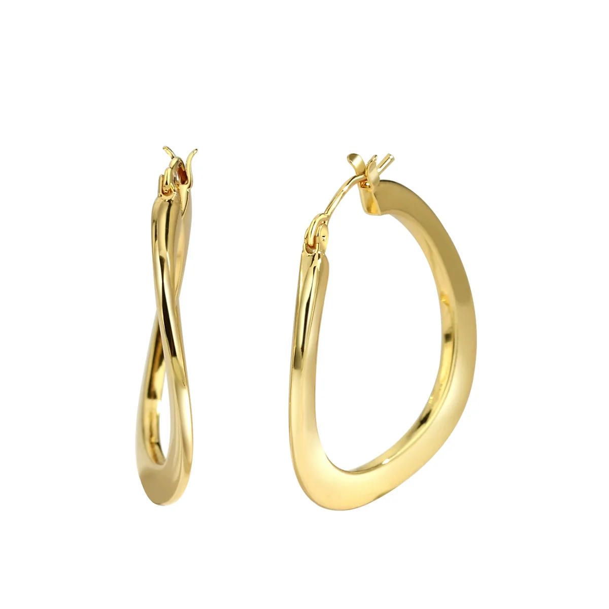 Wholesale Metal Twisted Ring Earrings Copper Geometric Style Electroplated For Women - Image 4