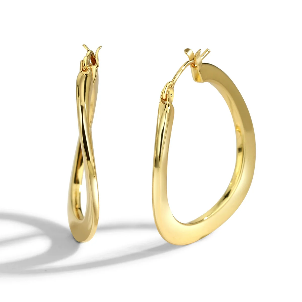 Wholesale Metal Twisted Ring Earrings Copper Geometric Style Electroplated For Women - Image 5
