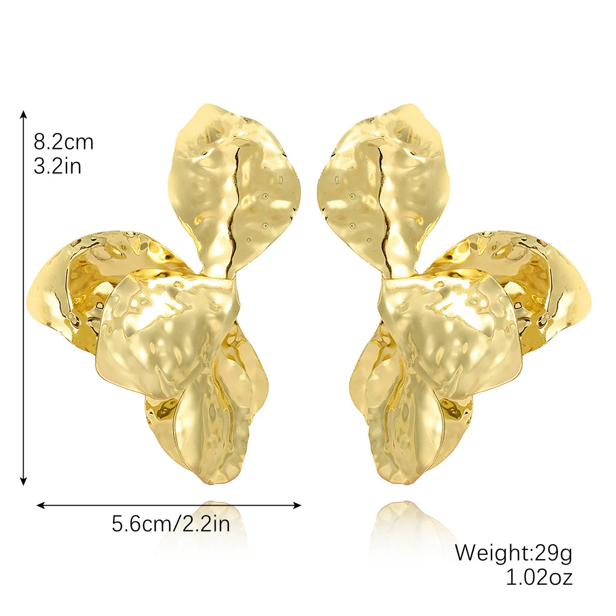 Wholesale Metal Women's Exaggerated Geometric Heart Earrings With Electroplating - Image 7