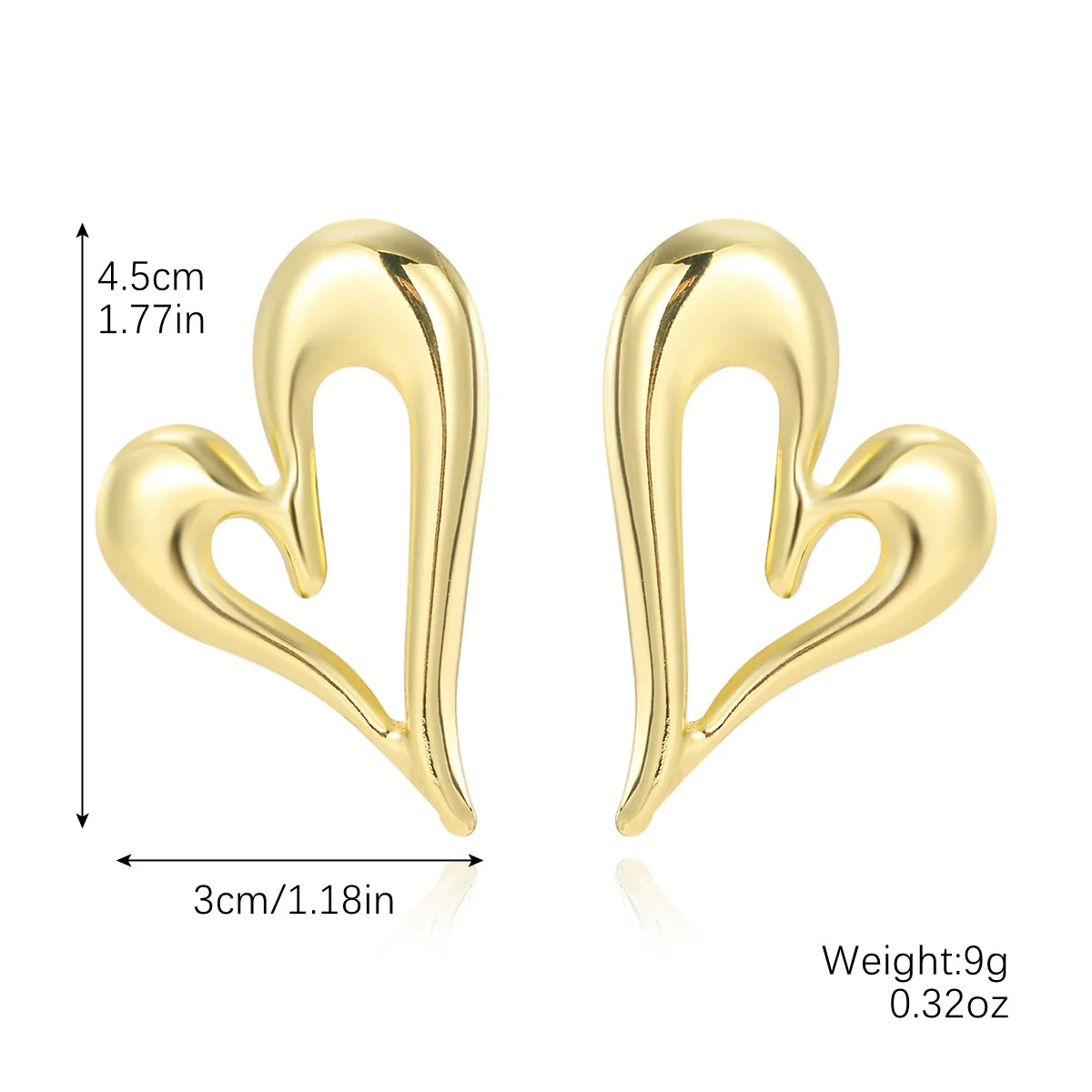 Wholesale Metal Women's Exaggerated Geometric Heart Earrings With Electroplating - Image 8