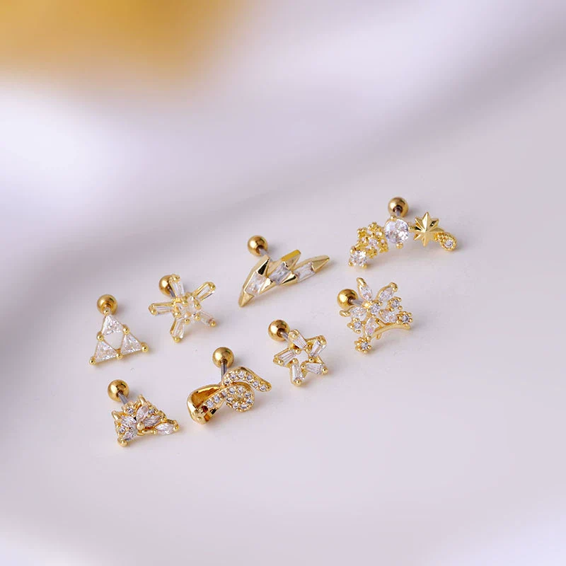 Wholesale Metal Zircon Flower Style Ear Nails For Women - Image 3