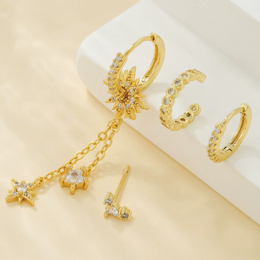 Wholesale Minimalist Copper Inlaid Zircon Ear Bone Clip Earrings - Image 4