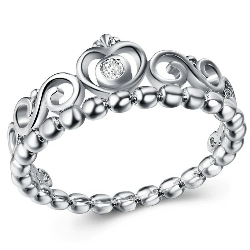 Wholesale Minimalist Crown Women's Ring Copper Silver Plated Zircon Jewelry - Image 2